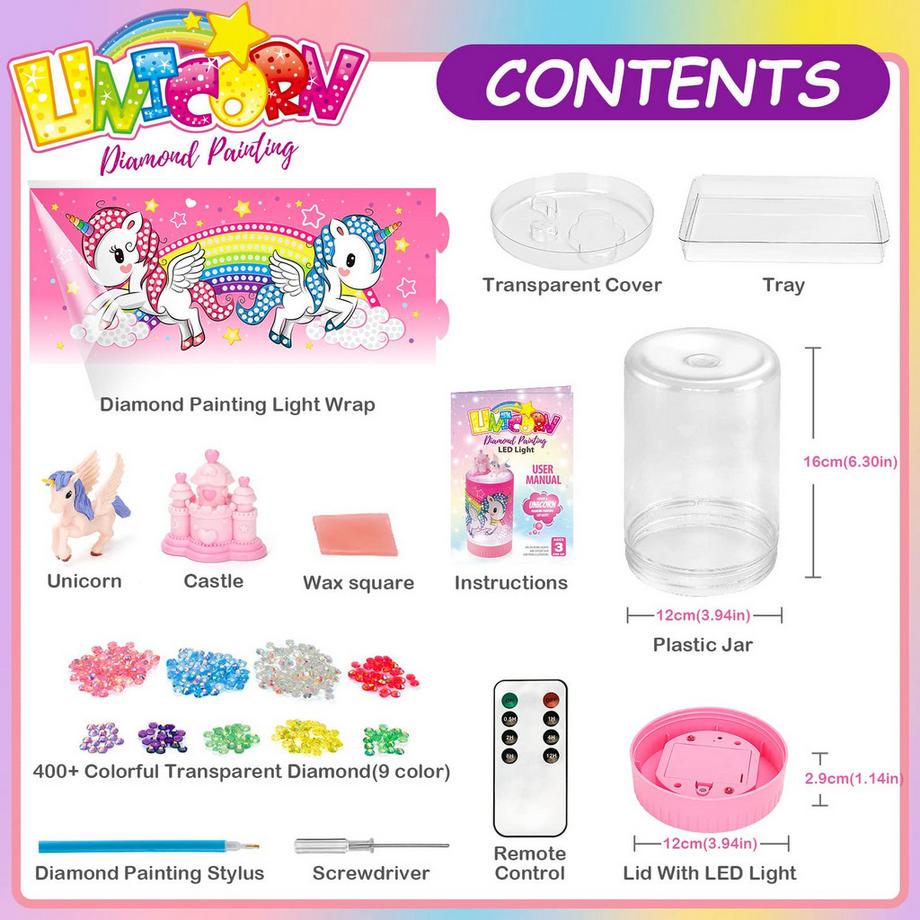 Activity-board  Einhorn Geschenke Diamant Malerei Kit Craft Kit Geburtstag Geschenk DIY Nachtlicht Spielzeug 