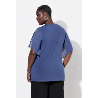 Ulla Popken Tunica Strass Linea A Scollatura a V Maniche 3/4  