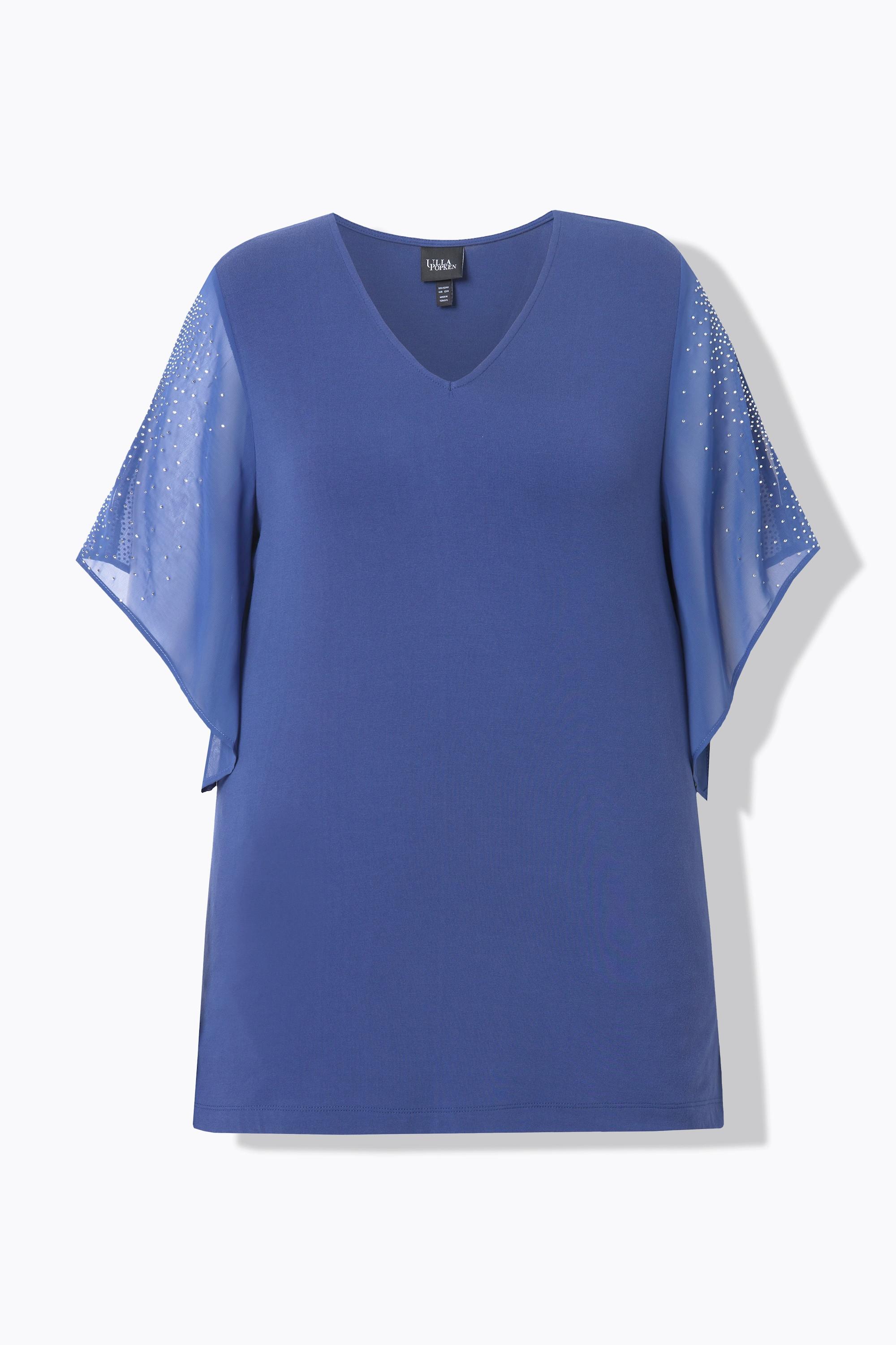 Ulla Popken Tunica Strass Linea A Scollatura a V Maniche 3/4  