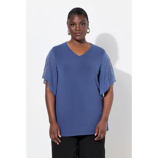 Ulla Popken Tunica Strass Linea A Scollatura a V Maniche 3/4  