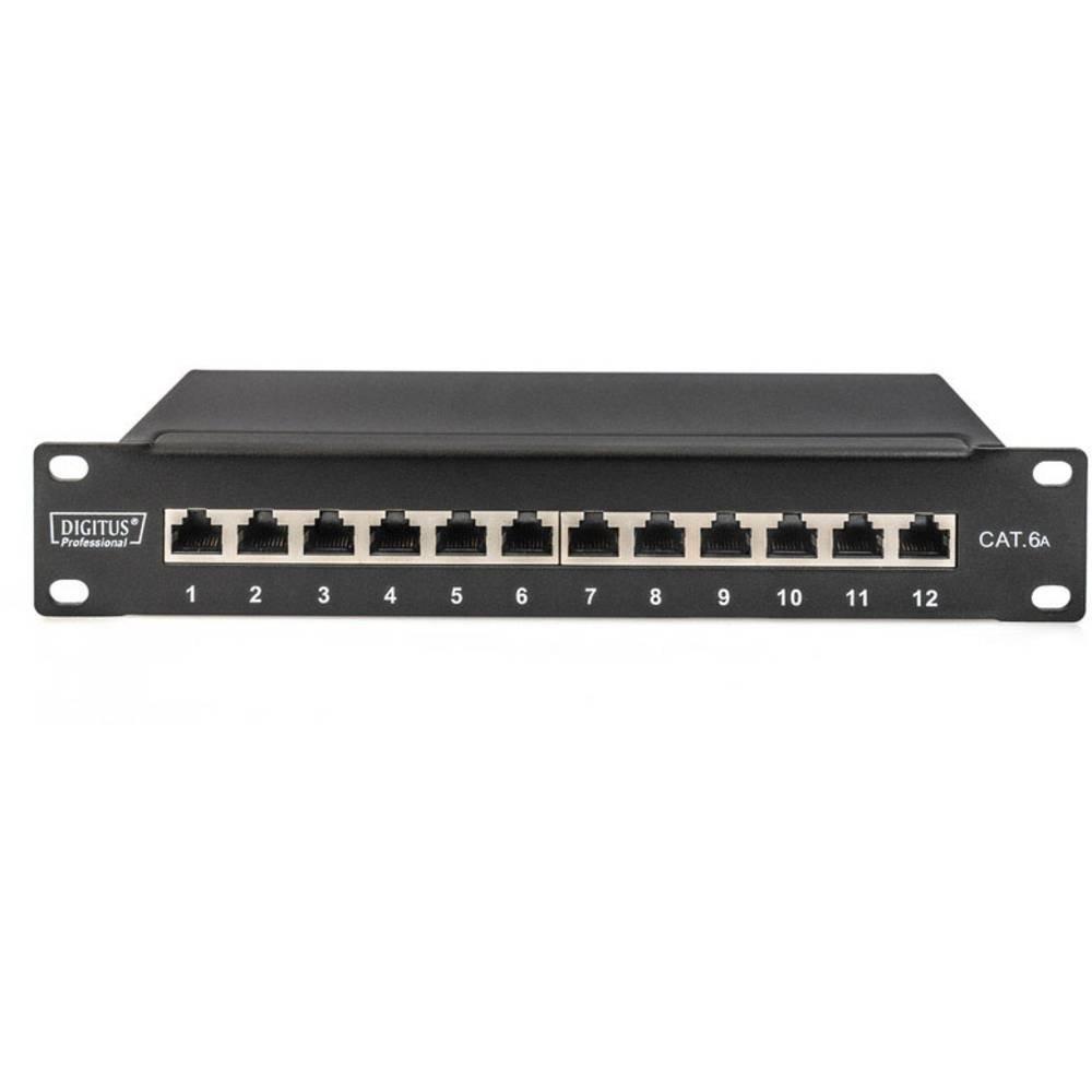 Digitus  CAT 6A Patch Panel, 10″, 12-Port, geschirmt, 1HE, Rack Mount 