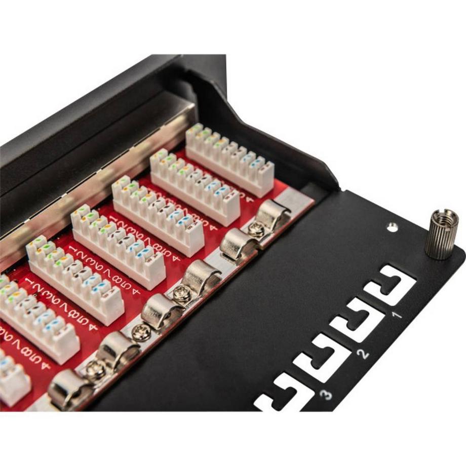 Digitus  Panneau de brassage CAT 6A, 10″, 12 ports, blindé, 1U, montage en rack 