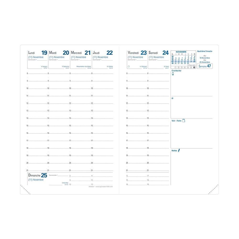 QUO-VADIS Quo Vadis - Agenda - 2025 - Affaires - Semainier Planning - Français - Hipsy - Noir - 13 mois de décembre à décembre - 10x15 cm - Papier Clairefontaine blanc - Fabrication française  