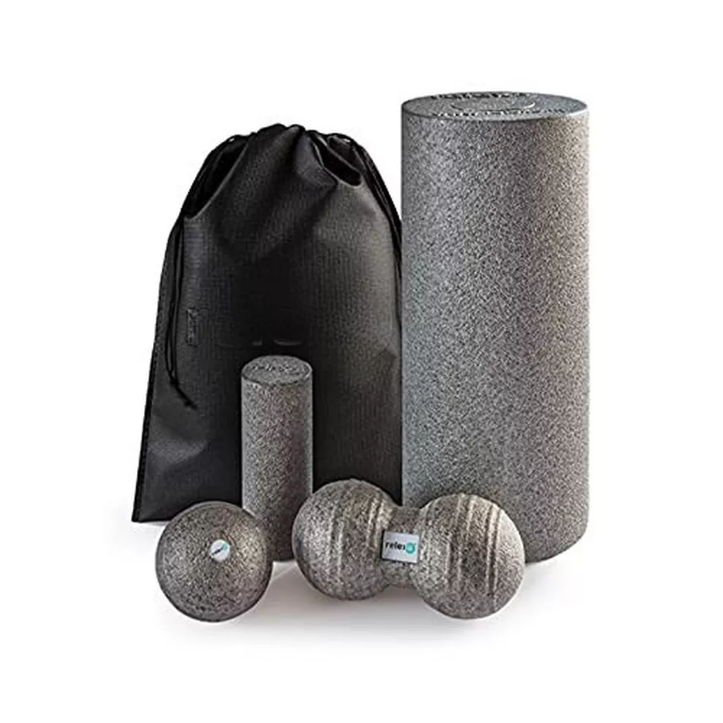 Alopini - Faszien-Starter-Set 5-teilig, Faszienrollen/Faszienbälle bei Verspannungen & Verklebungen, One Size, Grau