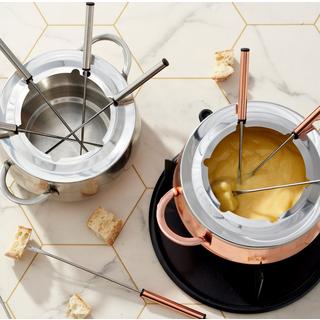 Oak & steel Fondue Set  