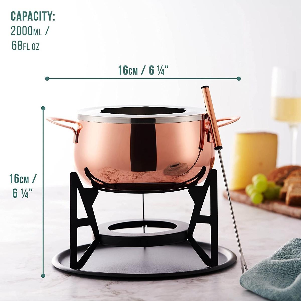 Oak & steel Fondue Set  