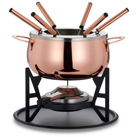 Oak & steel Fondue Set  