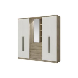 Vente-unique Armoire ISAK II 4 portes Miroir tiroirs L2Chêne ivoire  