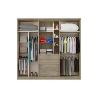 Vente-unique Armoire ISAK II 4 portes Miroir tiroirs L2Chêne ivoire  