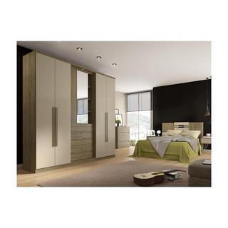 Vente-unique Armoire ISAK II 4 portes Miroir tiroirs L2Chêne ivoire  