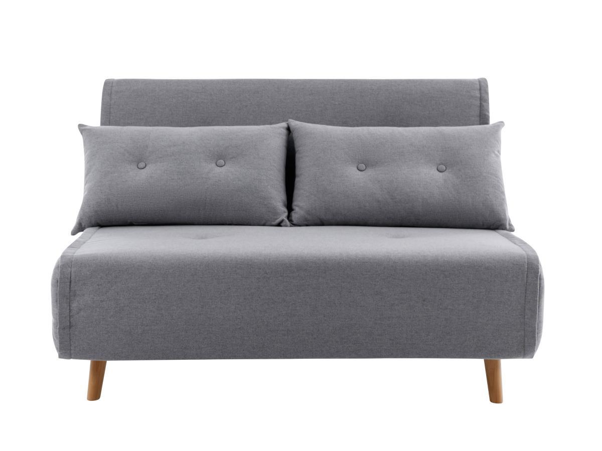 Vente-unique Canapé 2 places convertible en tissu gris clair URIBIA  