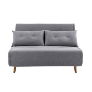 Vente-unique Canapé 2 places convertible en tissu gris clair URIBIA  