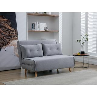 Vente-unique Canapé 2 places convertible en tissu gris clair URIBIA  