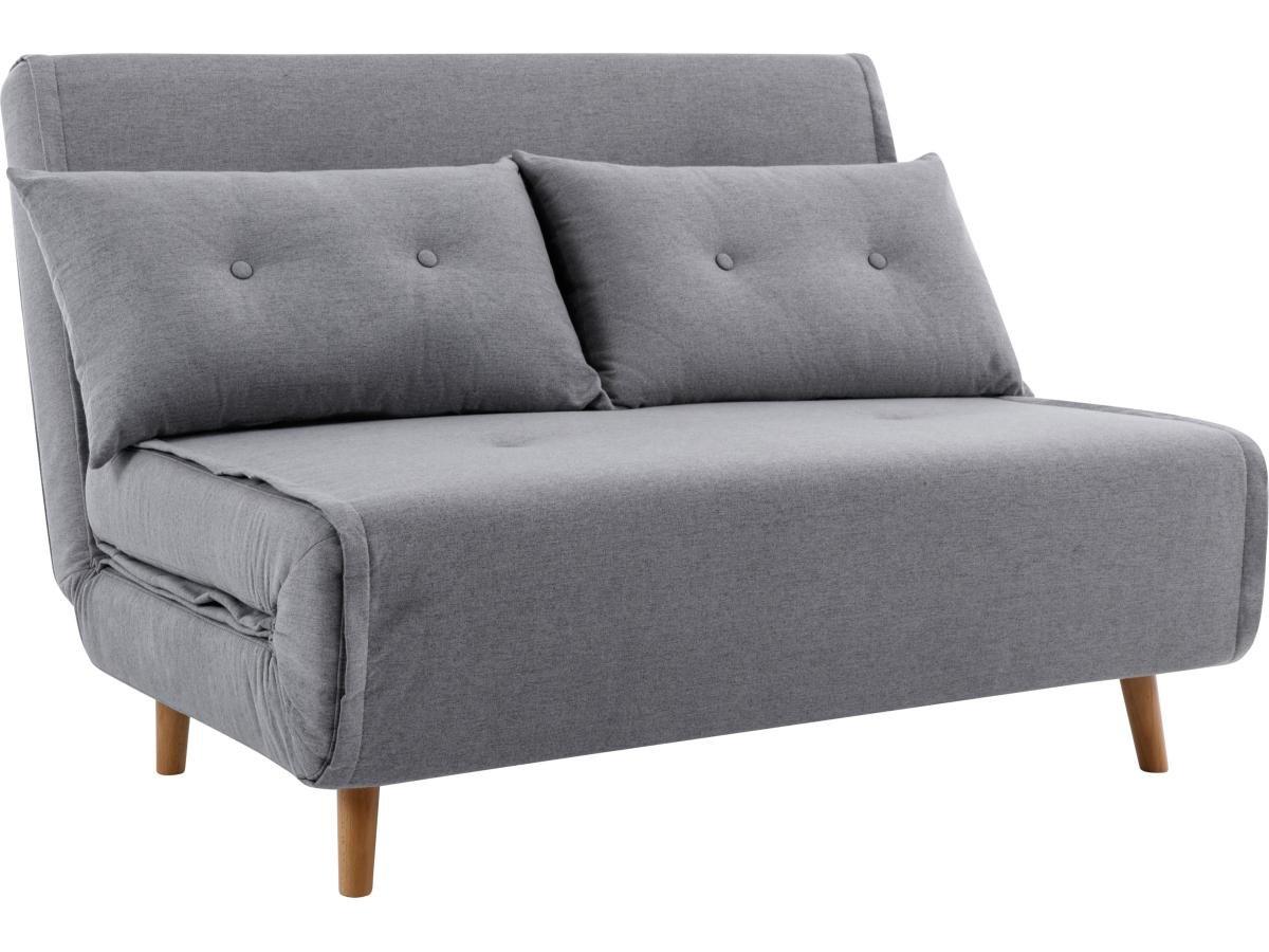 Vente-unique Canapé 2 places convertible en tissu gris clair URIBIA  