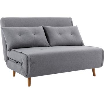 Canapé 2 places convertible en tissu gris clair URIBIA