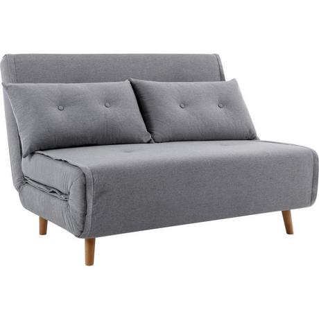 Vente-unique Canapé 2 places convertible en tissu gris clair URIBIA  