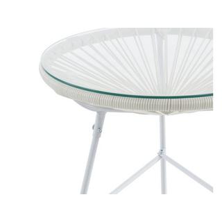 Vente-unique Table de jardin en fils de résine tressés - Blanc - ALIOS III de MYLIA  