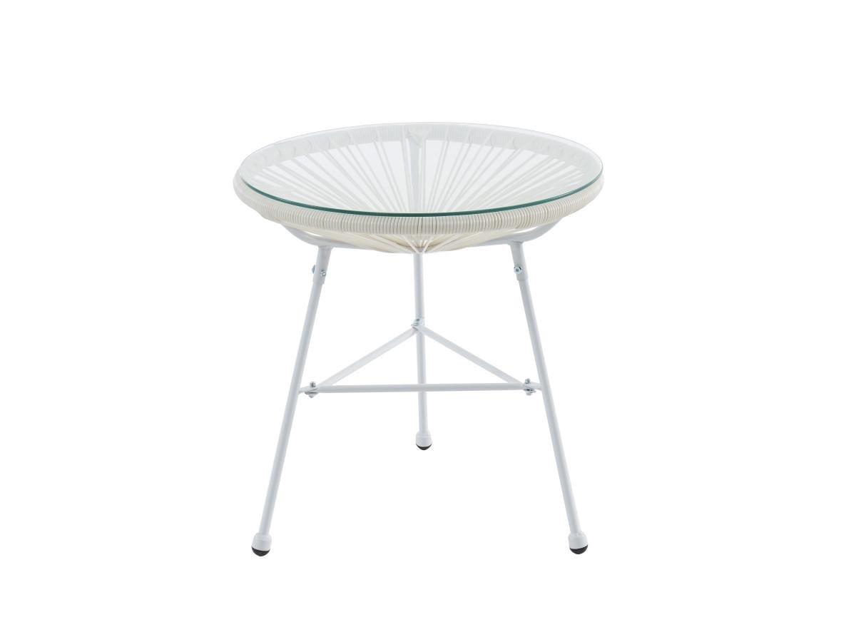 Vente-unique Table de jardin en fils de résine tressés - Blanc - ALIOS III de MYLIA  