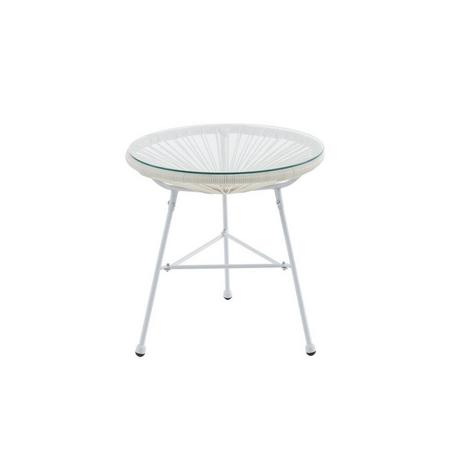 Vente-unique Table de jardin en fils de résine tressés - Blanc - ALIOS III de MYLIA  