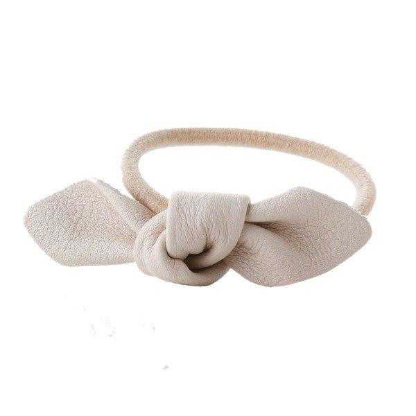 Image of Leather Bow Small Hair Tie Damen Cream 1 pezzo