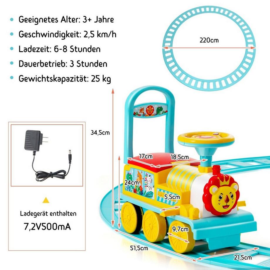 Northio  Train électrique pour enfants 6V avec 16 pièces de rail pour les enfants de 3 ans et plus Bleu. 