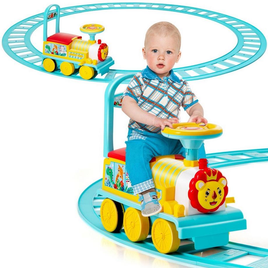 Northio  Train électrique pour enfants 6V avec 16 pièces de rail pour les enfants de 3 ans et plus Bleu. 