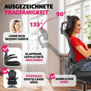 Tectake Fauteuil de bureau Arges ergonomique avec appuie-tête réglable  
