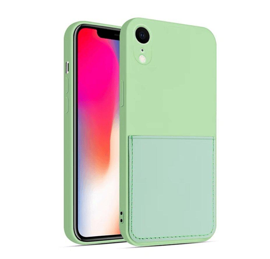 mobileup  Silikon Case mit Kartenfach iPhone XR - Green 