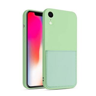 mobileup  Silikon Case mit Kartenfach iPhone XR - Green 