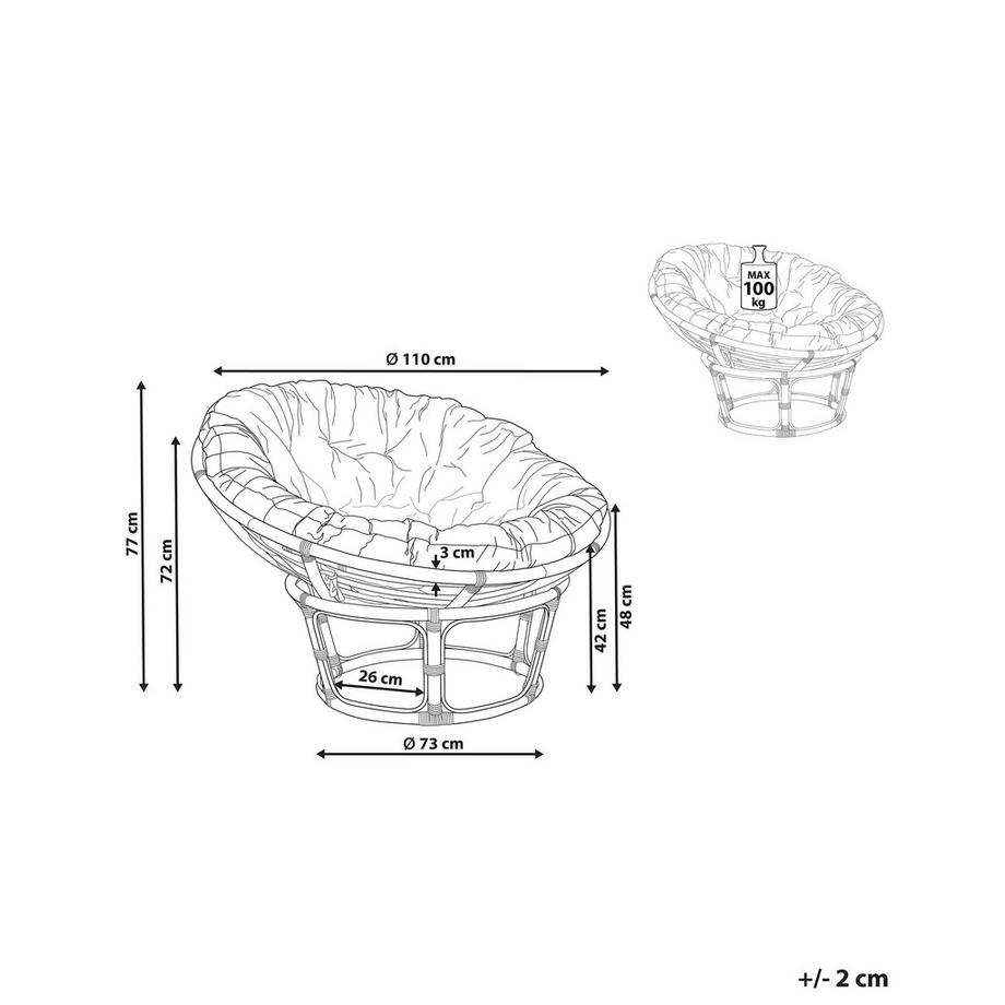 Beliani Chaise de jardin en Rotin  SALVO  
