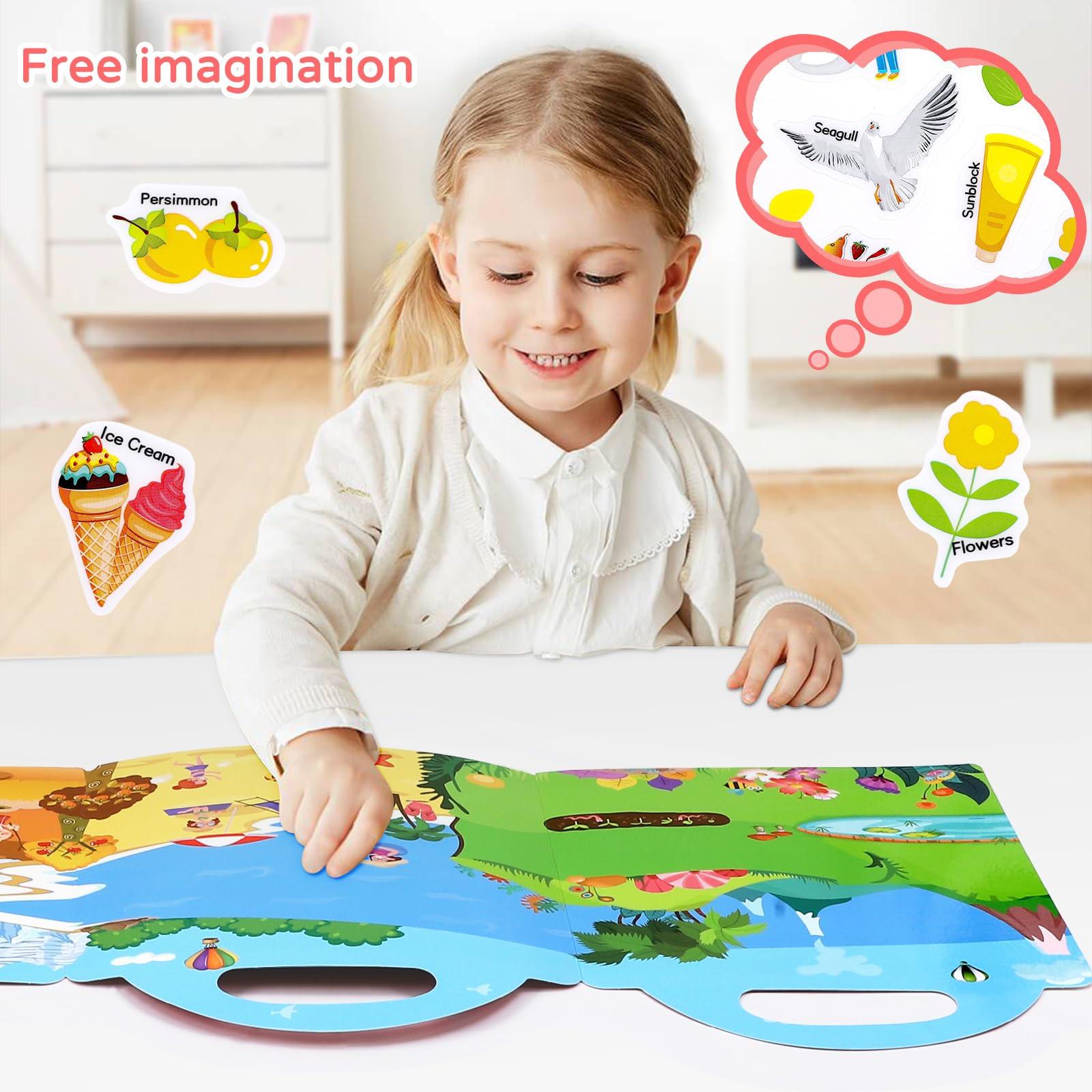 Activity-board  Livre d'autocollants réutilisables et imperméables pour enfants - paquet de 3, autocollants 3D transparents pour enfants, cadeaux d'apprentissage éducatifs 