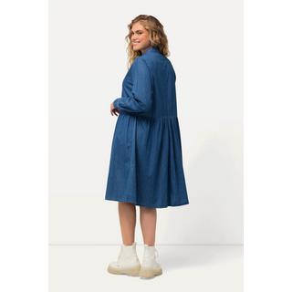 Ulla Popken  Midikleid, Jeanskleid, A-Linie, Hemdkragen, Langarm 