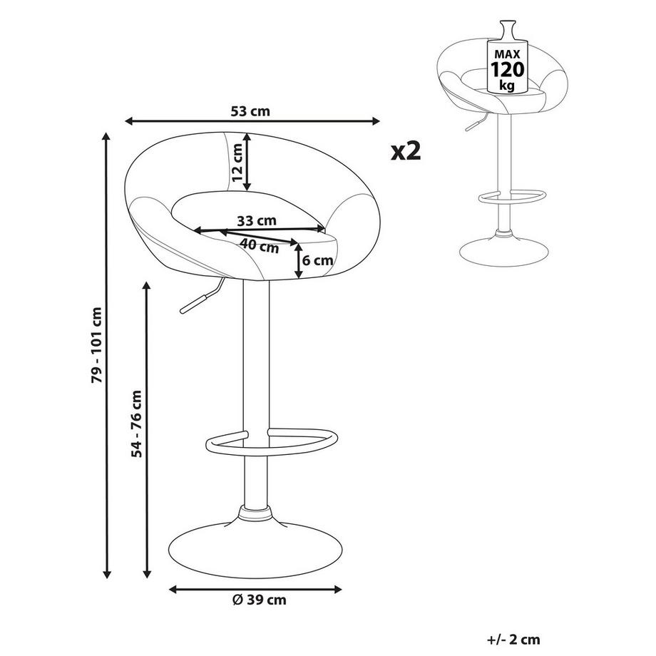 Beliani Set di 2 sedie alte en Pelle sintetica Retrò PEORIA  