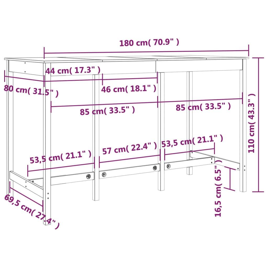 VidaXL Table de bar bois  