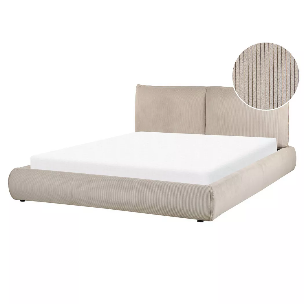 Beliani - Wasserbett aus Cord  VINAY, Taupe