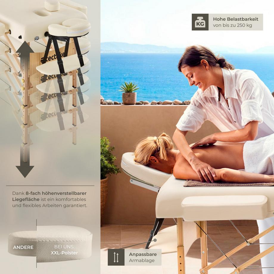 Tectake Set lettino da massaggio a 2 zone Suman Larghezza 59 cm,Imbottitura 7,5 cm  