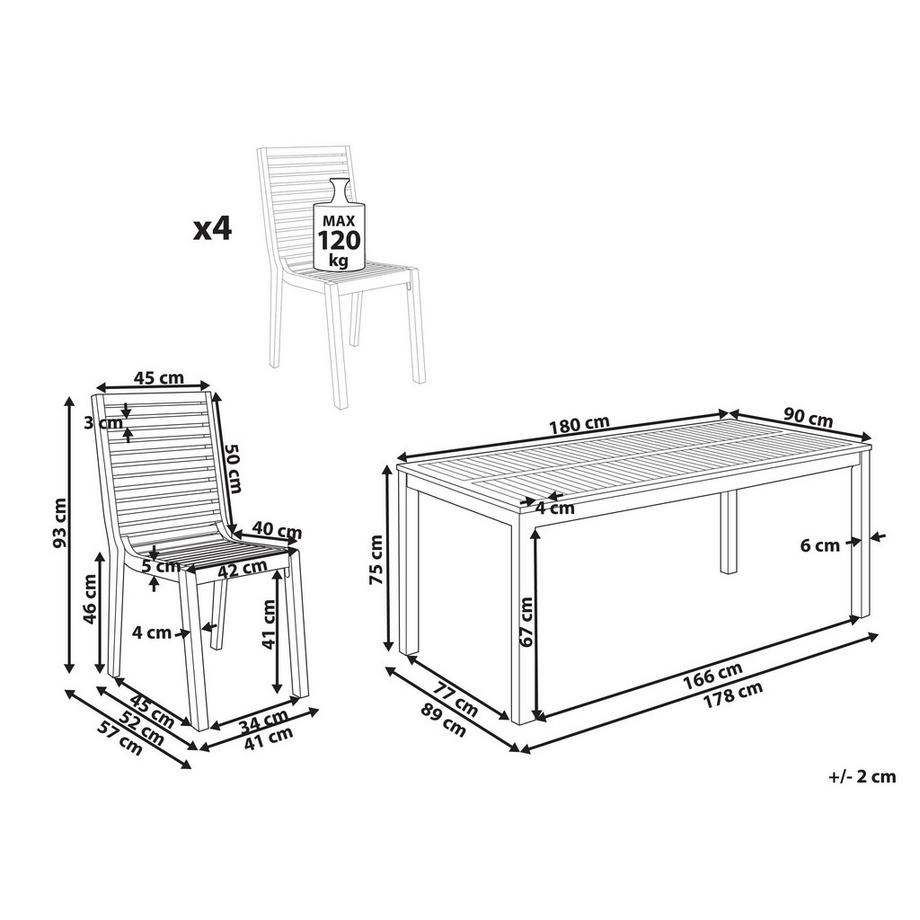 Beliani Set da pranzo per 4 persone en Legno d'acacia certificato FSC® Rustico OMBRIANO  