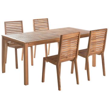 Ensemble de salle à manger de jardin pour 4 personnes en Bois d'acacia certifié FSC® Rustique OMBRIANO