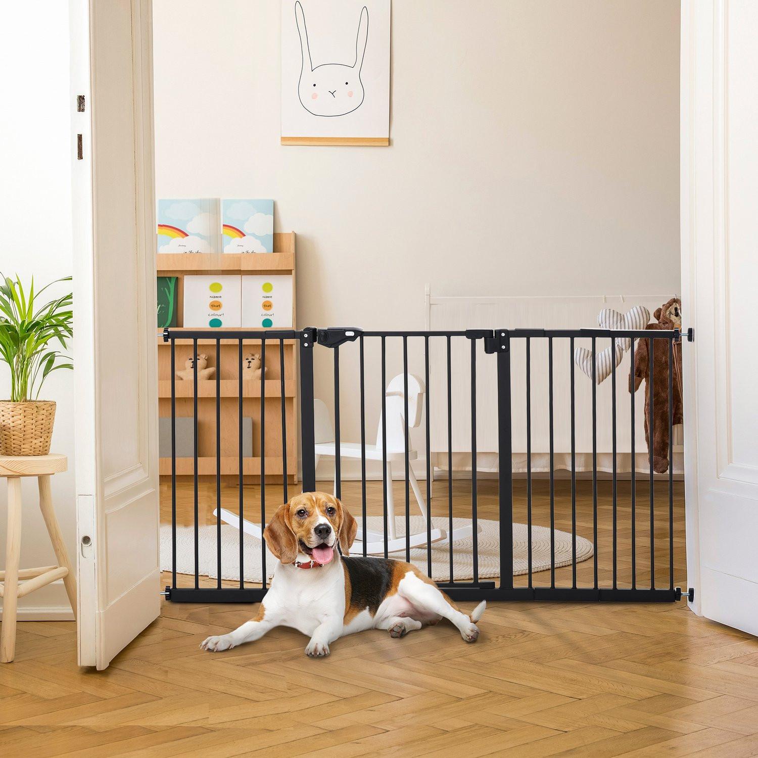 Cancello Di Sicurezza Per Animali In Acciaio 150 Cm – Porta Estraibile 76-85 Cm Con Doppia Chiusura, Antiscivolo E Antigraffio Per Corridoi, Camere E Scale