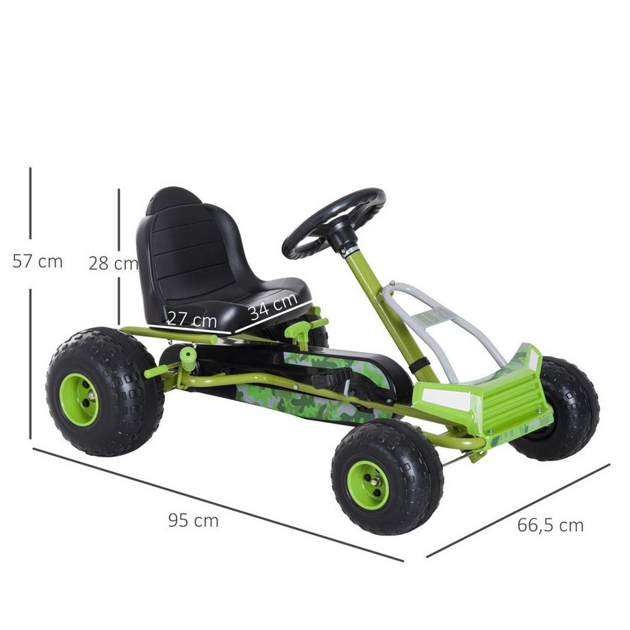 Northio  Macchina A Pedali Go Kart Per Bambini Veicolo Per Bambini Con Sedile Regolabile Veicolo A Pedali Con Freno A Mano Da 3 Anni Verde 95 X 66,5 X 57 Cm 