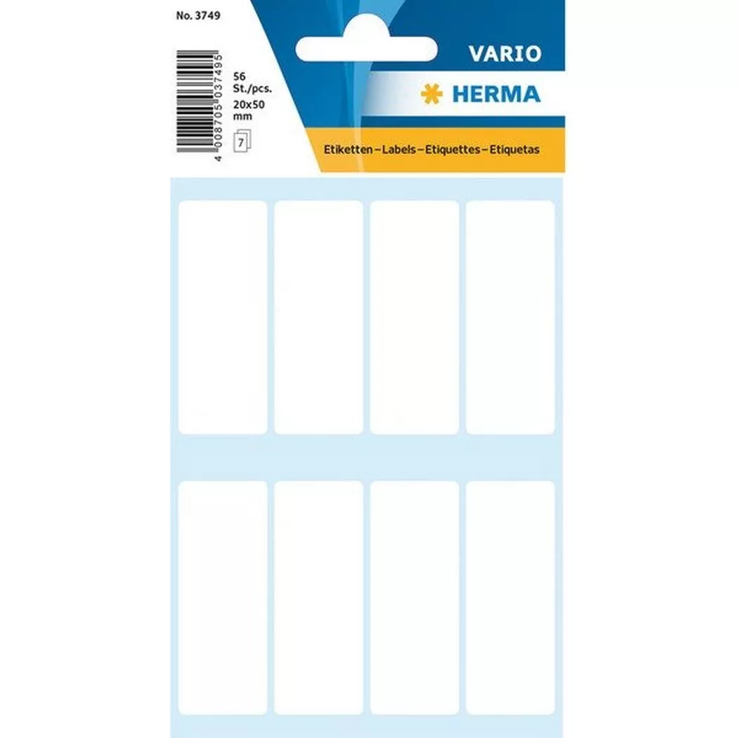 HERMA – Etiketten 20x50mm 3749 weiss 56 Stück, One Size