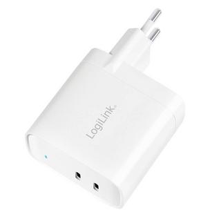 LogiLink  USB-Steckdosenadapter, 2x USB-C (PD), GaN-Technologie, 40 W 