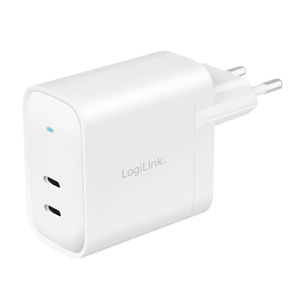 LogiLink  USB-Steckdosenadapter, 2x USB-C (PD), GaN-Technologie, 40 W 