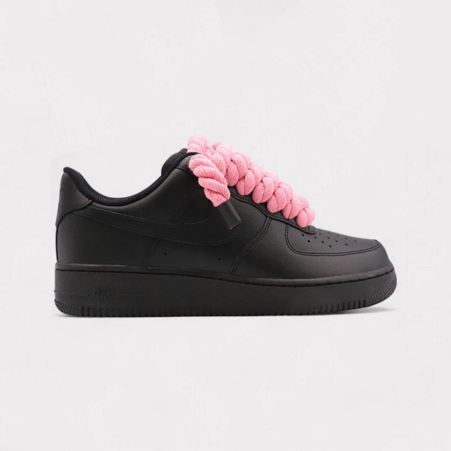 NIKE Air Force 1 Black Rope Lace Sneakers  