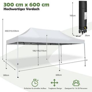 Northix 600 x 300 cm Großes Pop-Up-Überdachungszelt Sofortiger Sonnenschutz mit Rädern  