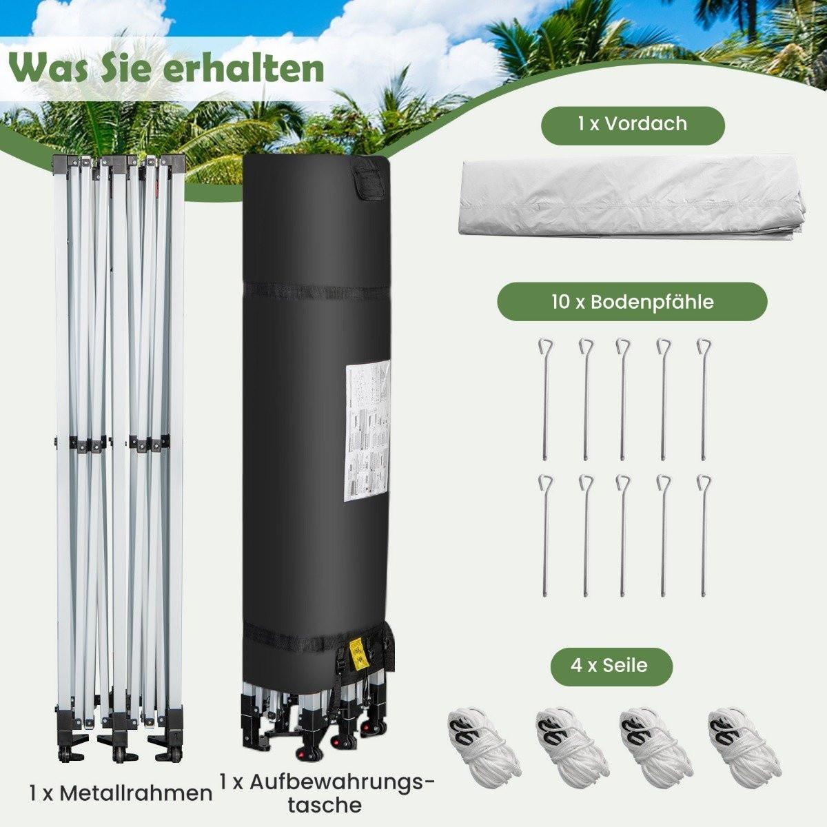 Northix 600 x 300 cm Großes Pop-Up-Überdachungszelt Sofortiger Sonnenschutz mit Rädern  