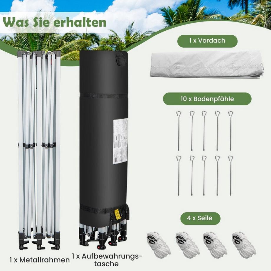 Northix 600 x 300 cm Großes Pop-Up-Überdachungszelt Sofortiger Sonnenschutz mit Rädern  