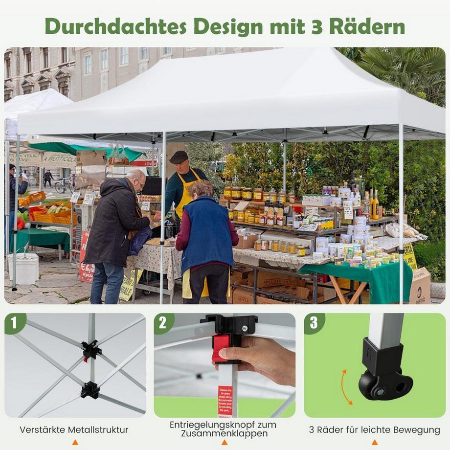 Northix 600 x 300 cm Großes Pop-Up-Überdachungszelt Sofortiger Sonnenschutz mit Rädern  