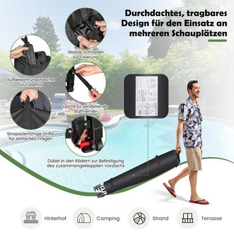 Northix 600 x 300 cm Großes Pop-Up-Überdachungszelt Sofortiger Sonnenschutz mit Rädern  