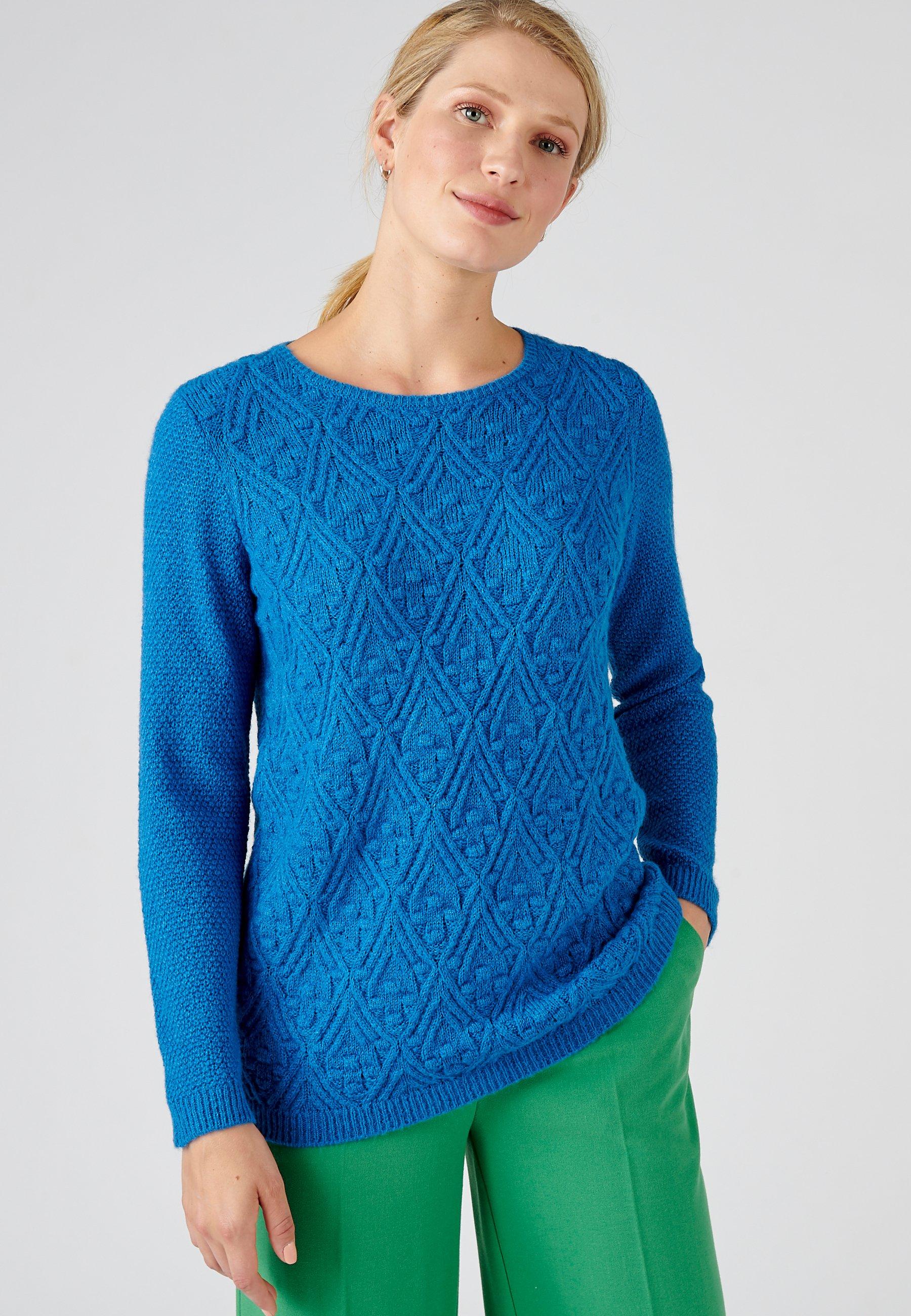 Image of Musterstrick-pullover 55 % Acryl, 30 % Polyamid, 15 % Wolle. Damen Blau 42/44